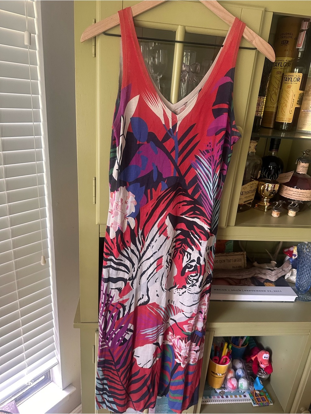 Magaschoni Red and Purple Silk Printed Dress
